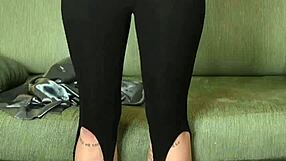 I adore Hazel Ash modeling shiny button down yoga leggings photoshoot