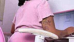 Curvy Ebony Babe Eats Works and Farts Her Huge Ass!