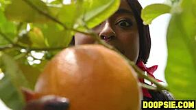 Overwhelmed by lust as big ass ebony thief punished by two huge tranny cocks