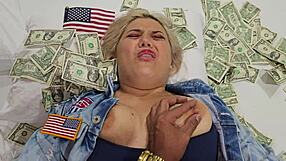 Blonde Whore Fucks for Cash Spreading Pussy Wide Open