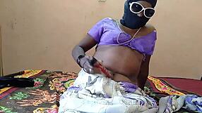 hey auntie why stuff vibrator deep in pussy on bed like that