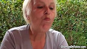 that teen gets bent over and fucked hard by oldie deep in woods