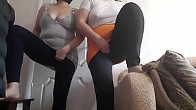 whoa, these two hot stepsisters are squirming hard from leggings orgasms