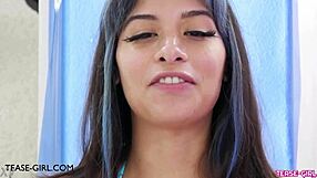 Captivating Brunette Stunner Shares First Sex Experience in Daddy Casting Interview on Sofa