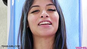 Captivating Brunette Stunner Shares First Sex Experience in Daddy Casting Interview on Sofa