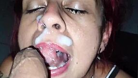 Prostitute sucks my monster cock deepthroat gagging until cumshot mouth swallow submissive