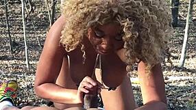 Don Whoe ravishes Nina Rivera's chubby ebony curves deep in the forest shadows