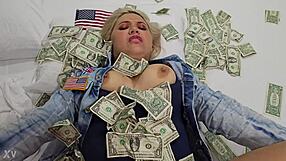 Blonde Whore Fucks for Cash Spreading Pussy Wide Open