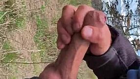 Dickflash outdoor handjob orgasm flashing monster cock public solo exhibitionist ladies watch