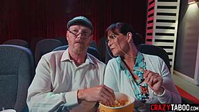 Petite Athena Faris Sucks and Fucks Boyfriend Hard in Cinema Seats.