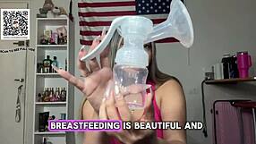 College Coed Lactates Milk from Massive Natural Tits