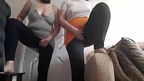 whoa, these two hot stepsisters are squirming hard from leggings orgasms