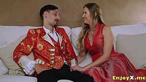 damn this platinum blonde with shaved pussy worships cock so stiffly