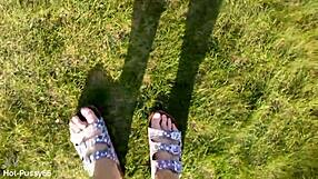 ever wondered about bare feet slipping into latschen for outdoor solo fetish fun?