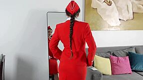 whoa russian airlines stewardess invites pilot home for hardcore seduction cowgirl creampie and sloppy deepthroat