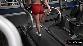 Pervy blonde teen sneaks gym sex with shaved pussy pounding