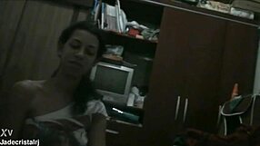 brazilian wifey flashes her curly bush and natural tits up close for you