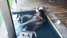 ebony secretary rides boss's big black cock in steamy jacuzzi fuck
