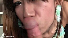 Shemale Crystal Blue In Lingerie Takes Bareback Anal Toys Blowjob Close Up Pov