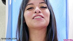 Captivating Brunette Stunner Shares First Sex Experience in Daddy Casting Interview on Sofa