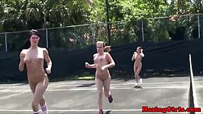 Hazing Lesbians Lick Pussy During Outdoor Court Ritual