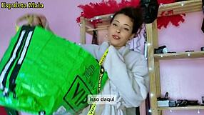 HOT BRAZILIAN BRUNETTE FLASHES HER PANTY STASH AND LINGERIE TITS IN STEAMY SOLO TEASE!