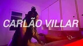 brazilian brunette chokes on monster cock while group fucks curly friend