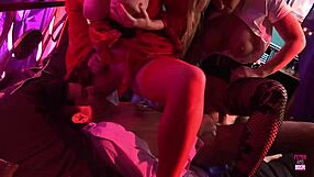 milf vampire in latex deepthroats couple before anal threesome