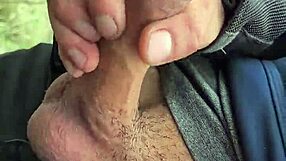 Dickflash outdoor handjob orgasm flashing monster cock public solo exhibitionist ladies watch