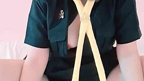 Asian Student Rides Cock in Skirt Till Juicy Creampie Burst