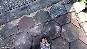 ever wondered about bare feet slipping into latschen for outdoor solo fetish fun?