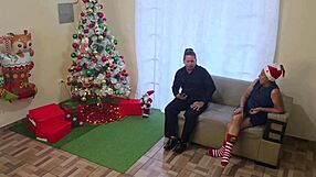 Perverted Stepson Fucks Busty Milf Stepmom on Christmas Day