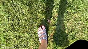 ever wondered about bare feet slipping into latschen for outdoor solo fetish fun?