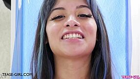 Captivating Brunette Stunner Shares First Sex Experience in Daddy Casting Interview on Sofa