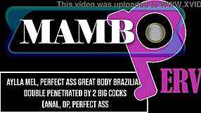 perfect brazilian ass aylla mel stretched by two monster cocks in dirty anal dp