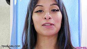 Captivating Brunette Stunner Shares First Sex Experience in Daddy Casting Interview on Sofa