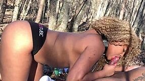 Don Whoe ravishes Nina Rivera's chubby ebony curves deep in the forest shadows