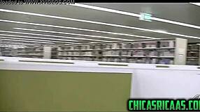 busty brunette bookworm teases big tits in sexy usa library encounter