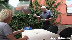 that teen gets bent over and fucked hard by oldie deep in woods