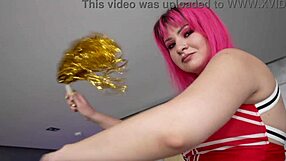 Muscular guy pisses on, fucks and slaps cheerleader whore into submission