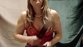 French housewife slave bound in body suit takes belt whips on bent over ass