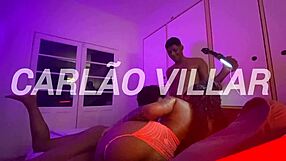 brazilian brunette chokes on monster cock while group fucks curly friend