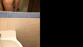 Watch tanned teen fist huge tits pussy with cucumber in bathroom moaning loud?