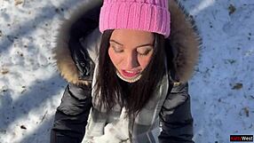 i let stranger fill my pussy with cum in snowy forest creampie