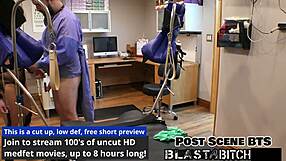 Jasmine Roses bends over backstage as patient blasts her face with cum in pov hospital domination