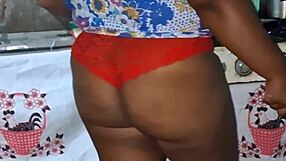 Naughty Ebony BBW Cameltoe Tease Kitchen