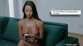 Asian babe Lia Lin seduces neighbor for big cock pussy ride dorm spooning tight