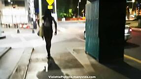 Violetta's big tits bounce in public anal with monster cock