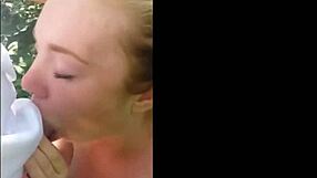 Cute blonde tinder girlfriend kneels for friend's pov public outdoor blowjob