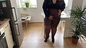 oh my beloved son-in-law plz jerk off on my huge fat ass in pantyhose i need your hot cum now